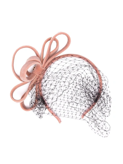 Redv Mesh-detail Velvet Fascinator In Neutrals