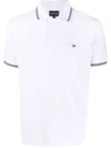 Emporio Armani Logo-print Cotton Polo Shirt In White