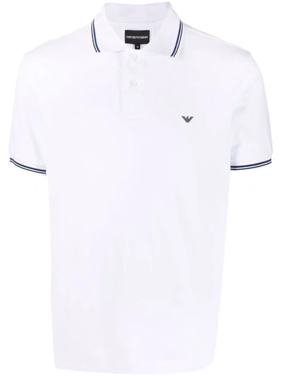 Emporio Armani Logo-print Cotton Polo Shirt In White