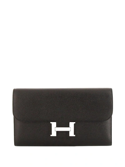 Pre-owned Hermes 2019  Constance Continental Wallet In Black