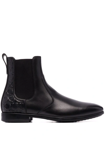 Ferragamo Gancio-embossed Boots In Black