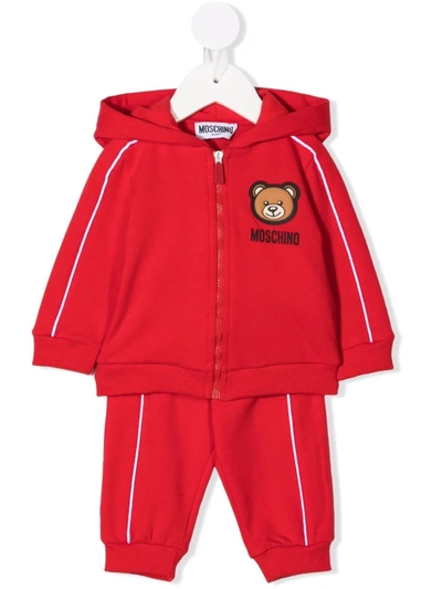 Moschino Babies' Teddy Bear Print Tracksuit In Red