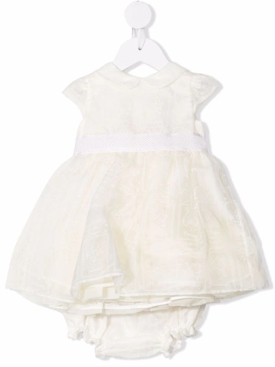 Fendi Babies' 印花短款连衣裙 In White