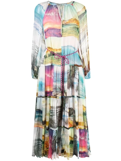 Zimmermann Shelly Midi Dress In Grn | ModeSens