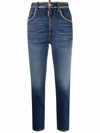 DSQUARED2 HIGH-WAISTED CHAIN-TRIM CROPPED JEANS