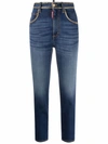 Dsquared2 D Squared High-waisted Chain-trim Cropped Jeans In Blau