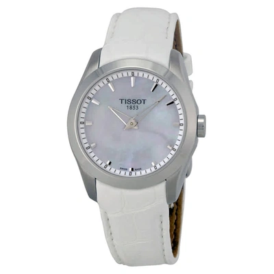 Tissot Couturier Grande Mother Of Pearl Dial White Leather Ladies Watch T0352461611100 In Mother Of Pearl / Skeleton / White