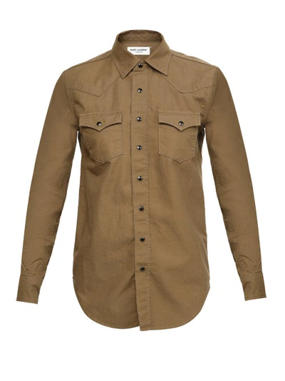 Saint Laurent Snap-fastening Western Shirt In Green