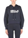 Stella Mccartney Logo Print Jerseysweatshirt Hoodie In Blue
