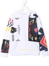Marcelo Burlon County Of Milan Multicolor Cotton Patchwork Sweatshirt In White