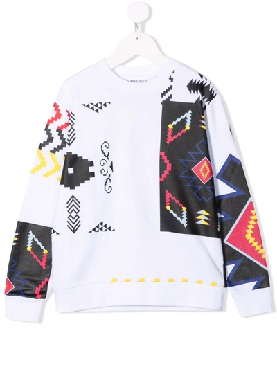 Marcelo Burlon County Of Milan Kids' Multicolor Cotton Patchwork Sweatshirt In Bianco