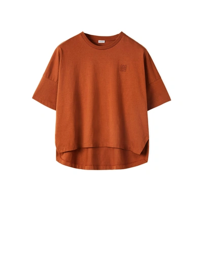 Loewe Embroidered Cotton-jersey T-shirt In Tan