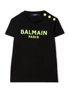 BALMAIN BLACK COTTON T-SHIRT,6P8051J0006K 930GL