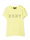 DKNY YELLOW COTTON T-SHIRT,D35R23K 60B