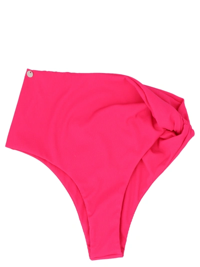 Attico Twisted Ribbed Bikini Briefs In Fuchsia