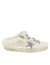 Golden Goose Sabot Natural Shearling Sneaker  In Beige In White/silver
