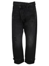 R13 Crossover Waist Cropped Jeans In Black