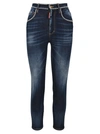 Dsquared2 D Squared High-waisted Chain-trim Cropped Jeans In Blue
