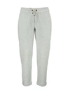 Brunello Cucinelli Lightweight Stretch Cotton Fleece Trousers With Piece Of Furniture In Light Grey