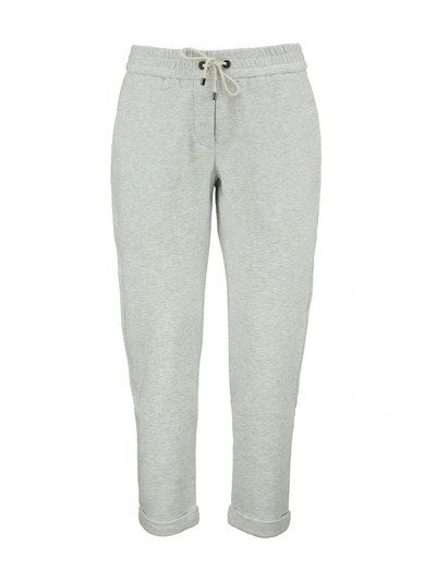 Brunello Cucinelli Lightweight Stretch Cotton Fleece Trousers With Piece Of Furniture In Mint Green