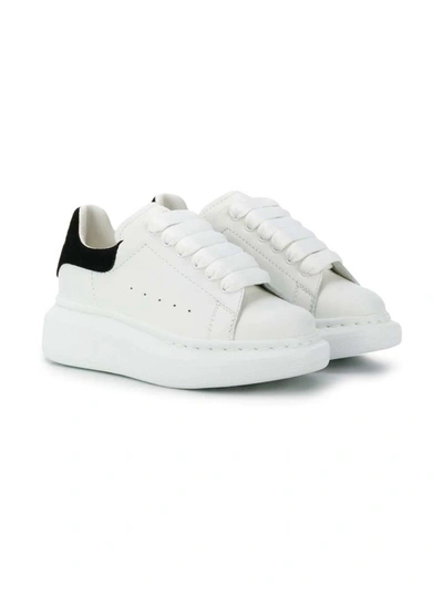 Alexander Mcqueen Babies' White Leather Oversize Sneakers In White/black