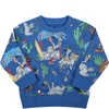 STELLA MCCARTNEY BLUE SWEATSHIRT FOR BABY BOY WITH FLAMINGOS,602269 SQJ66 H406