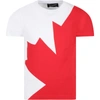 Dsquared2 White T-shirt For Boy With Maple Leaf In White