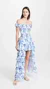 Caroline Constas Malta Off-the-shoulder Tiered Floral-print Cotton-poplin Gown