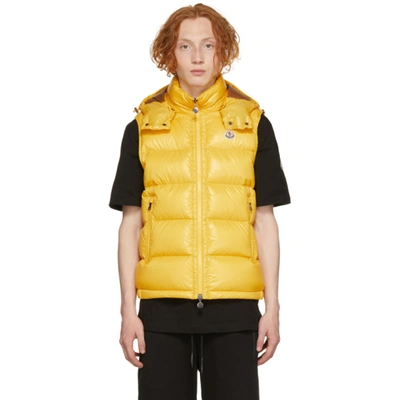 Moncler Bormes Hooded Quilted Down Gilet In Yellow
