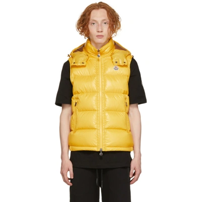Moncler Bormes Hooded Quilted Down Gilet In Pastel Yellow