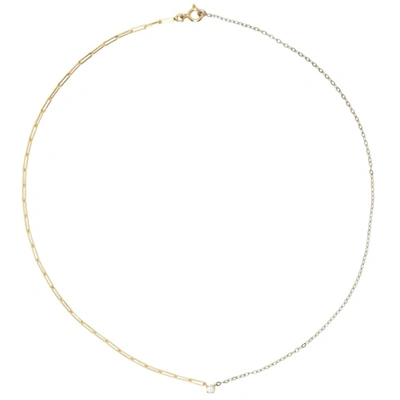 Yvonne Léon Collier Solitaire 18ct Yellow Gold, 18ct White Gold And 0.10ct Diamond Necklace
