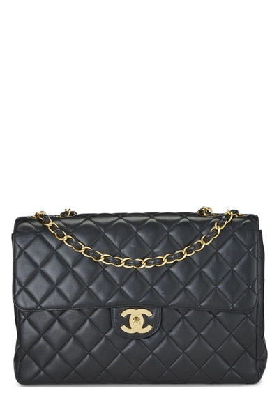 Pre-owned Chanel Black Quilted Lambskin Half Flap Jumbo