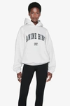 Anine Bing Harvey Logo Print Hooded Sweatshirt In Grey