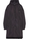Prada Oversized Light Re-nylon Raincoat In Nero 1
