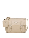 Prada Single Pocket Re-nylon Shoulder Messenger Bag In Cognac+nero