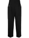 SANDRO HIGH-WAISTED CROPPED TROUSERS