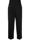 Sandro Womens Wide-leg High-rise Wool-blend Suit Trousers Bleus In Schwarz