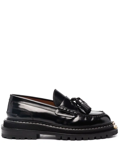 Sandro Iron Platform Leather Loafers In Black