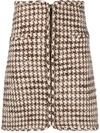 Sandro Gena High Waist Houndstooth Skirt In Braun