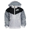 Nike Boys  Windrunner Jacket In White/black/wolf Grey