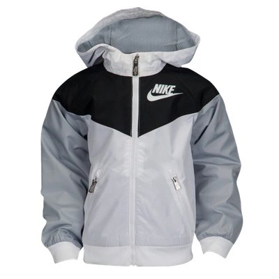 Nike Kids' Boys  Windrunner Jacket In White/black/wolf Grey