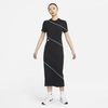 Nike Sportswear Organic Cotton Short Sleeve Midi Dress In Black/white