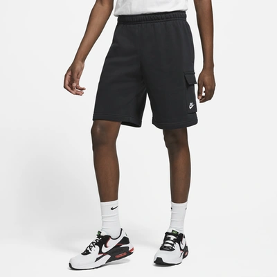 Nike Sportswear Club Wide-leg Cotton-blend Jersey Cargo Shorts In Black