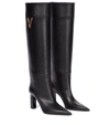 VERSACE VIRTUS KNEE-HIGH LEATHER BOOTS,P00572661