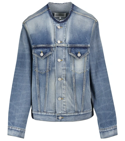 Maison Margiela Collarless Denim Jacket In Blue
