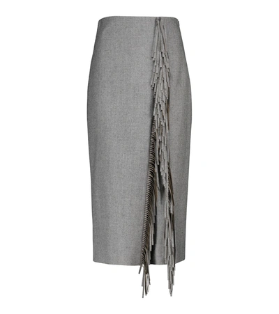 Brunello Cucinelli Wool-blend Pencil Skirt In Grey