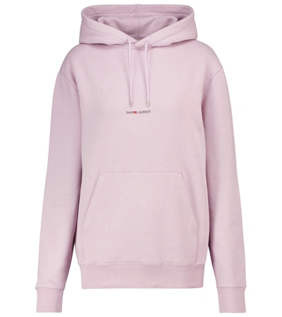 Saint Laurent Printed Cotton-jersey Hoodie In Purple