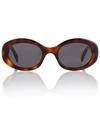 Celine Triomphe Oval Acetate Sunglasses In Havana/brown