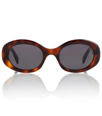 Celine Triomphe Oval Acetate Sunglasses In Havana/smoke