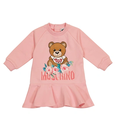 Moschino Baby Stretch-cotton Sweater Dress In Pink
